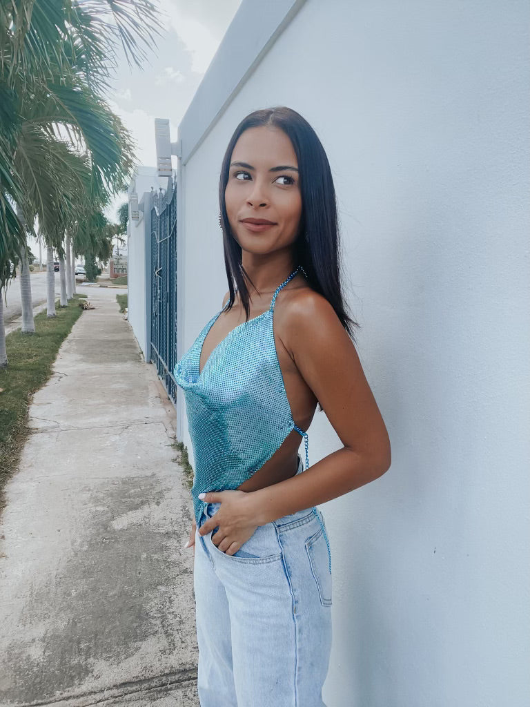 TURQUOISE CHAIN TOP