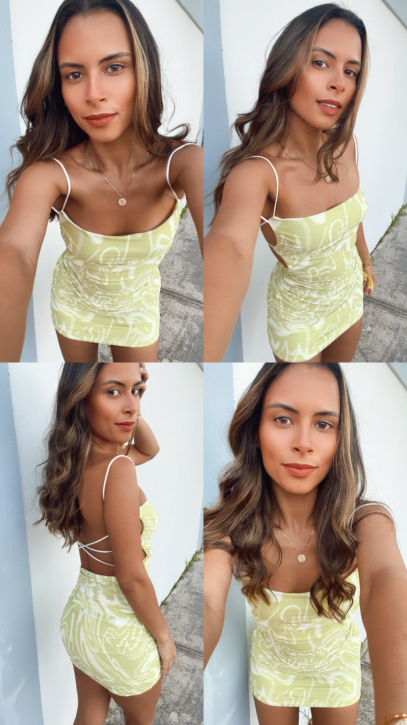 LIME MESH BACKLESS MINI