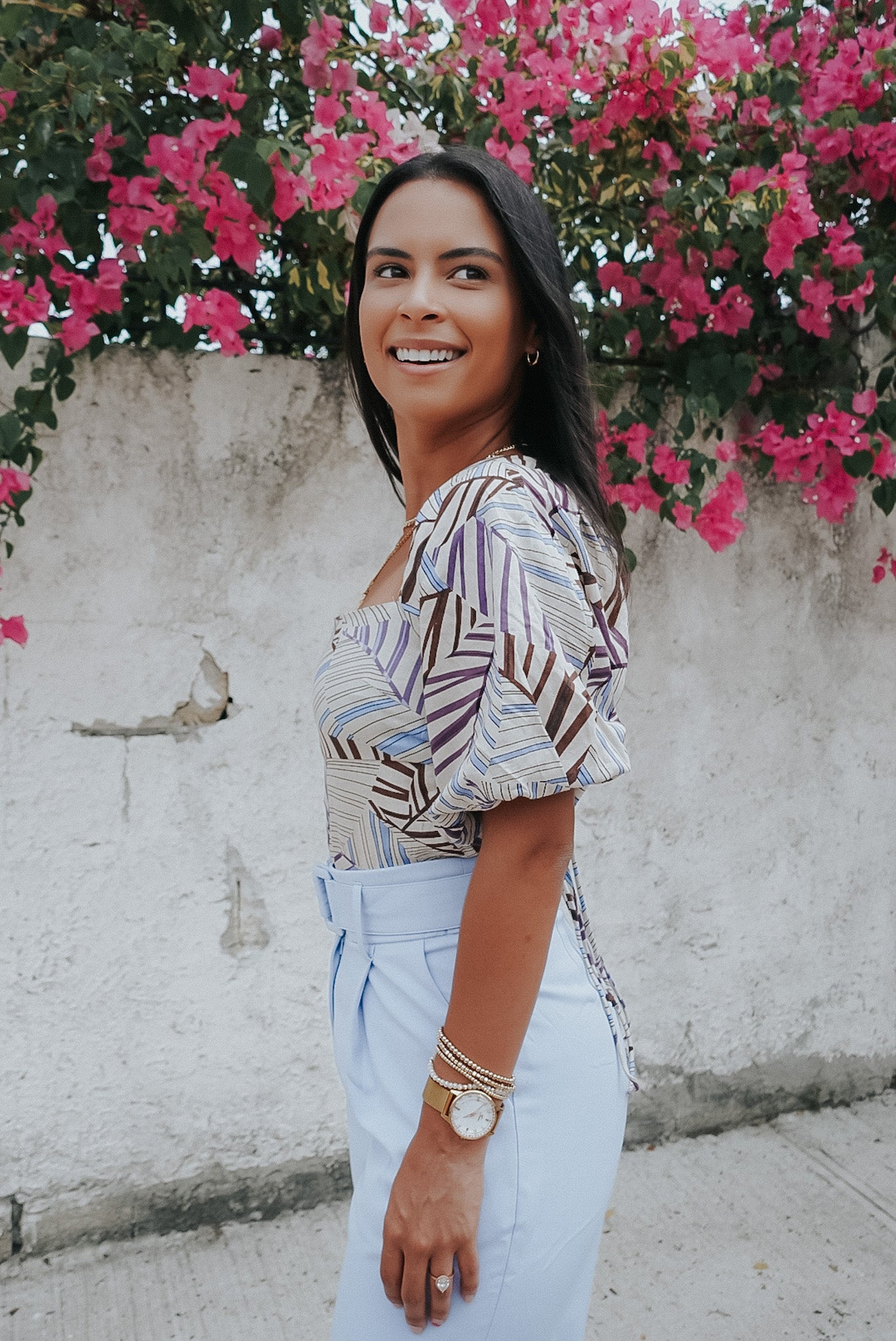 TROPICAL PUFFY SLEEVE CROP