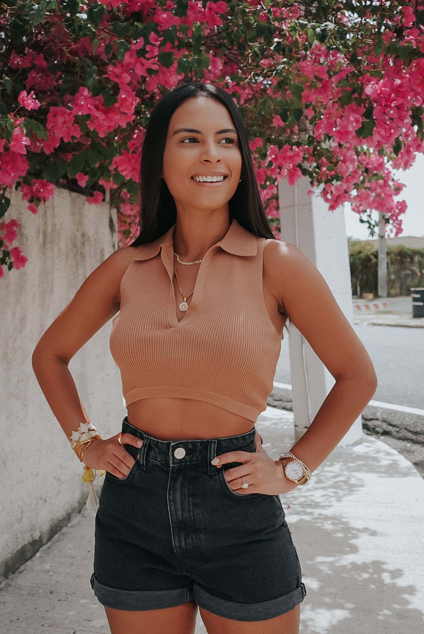 MOCHA COLLAR CROP TOP