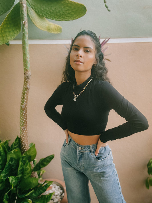 Long Sleeve Open Back Top