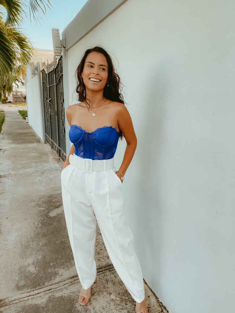 WHITE BELTED PANT