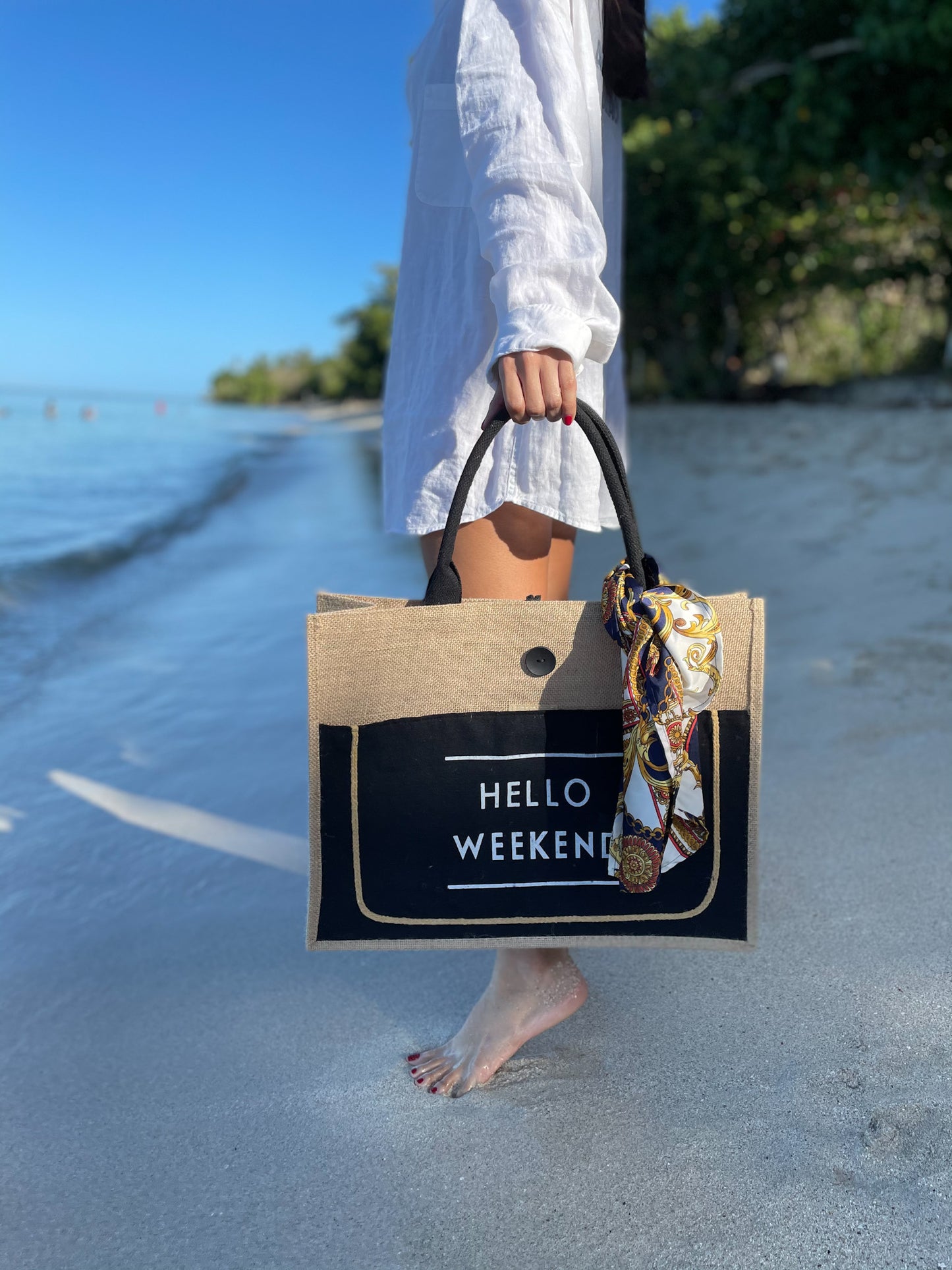 Hello Weekend Beach Tote