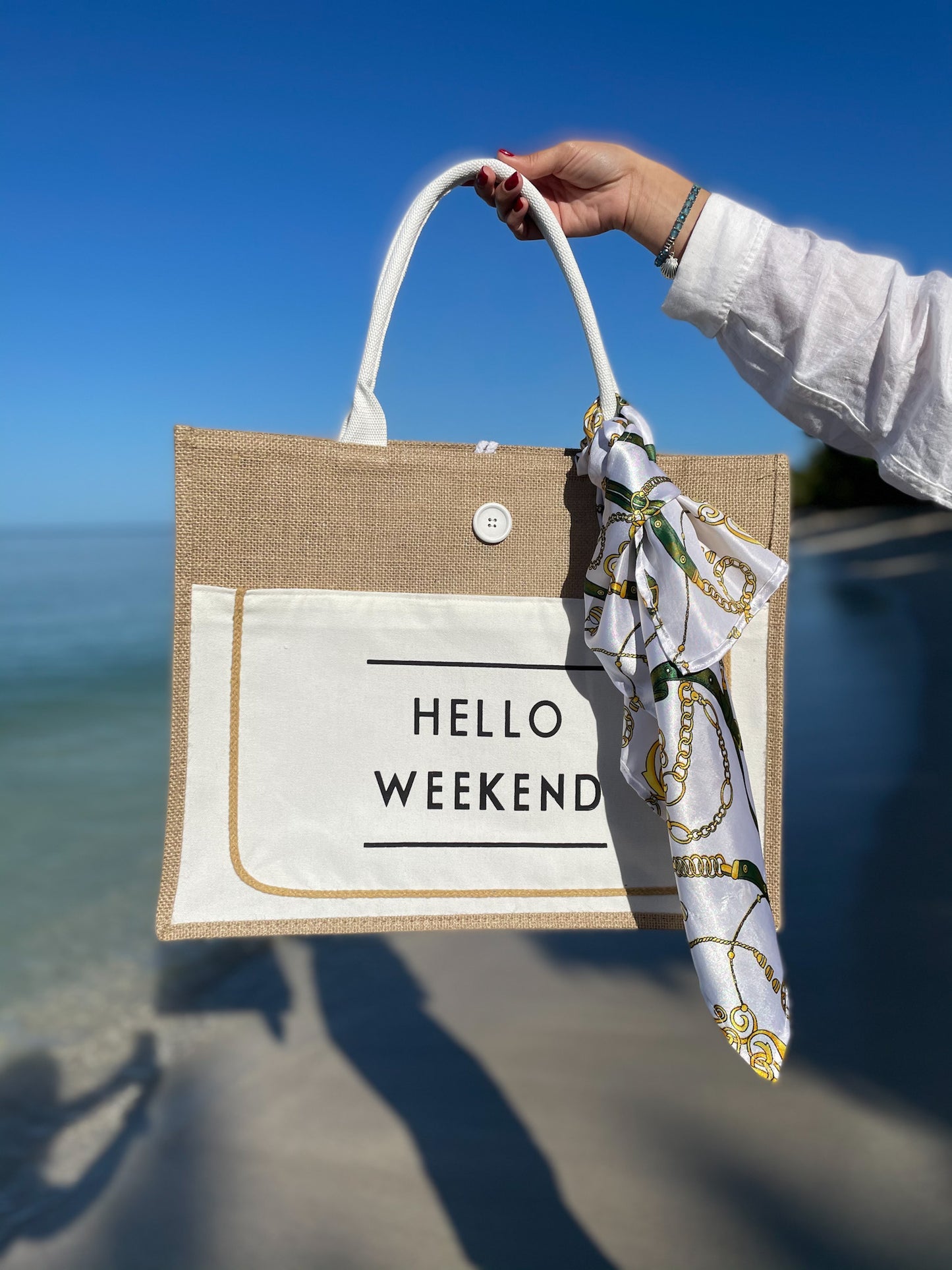 Hello Weekend Beach Tote