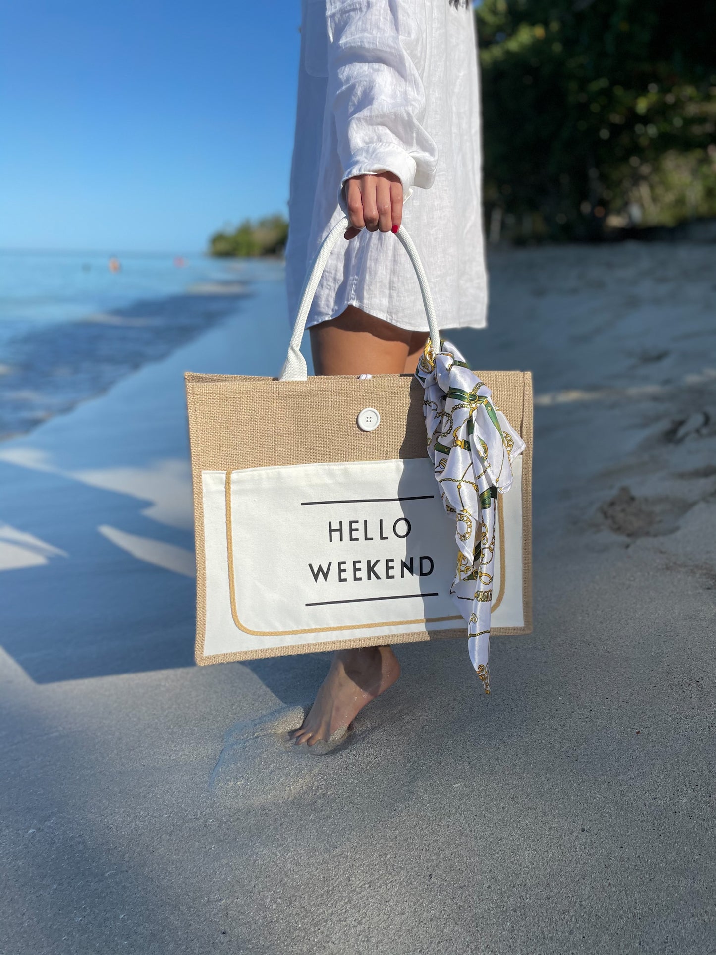 Hello Weekend Beach Tote