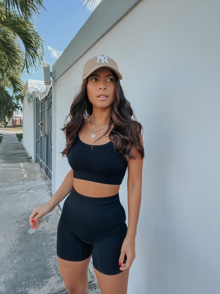 RIBBED BIKER SET