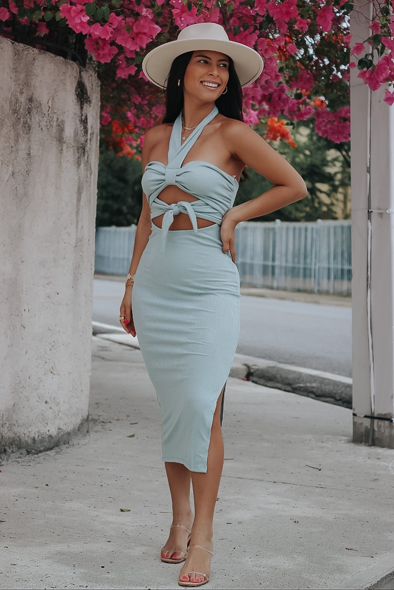 TIE FRONT SAGE BODYCON