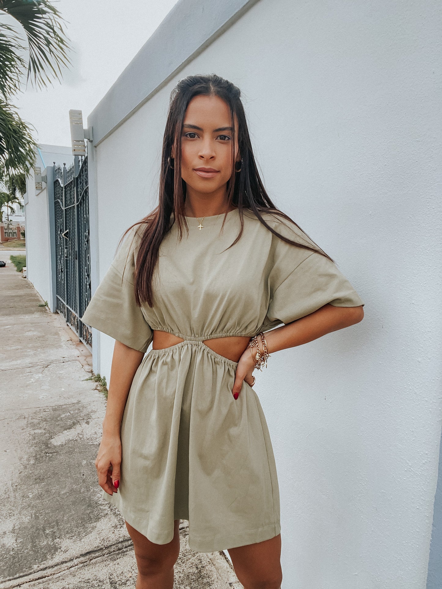 CUTOUT SHIRT DRESS