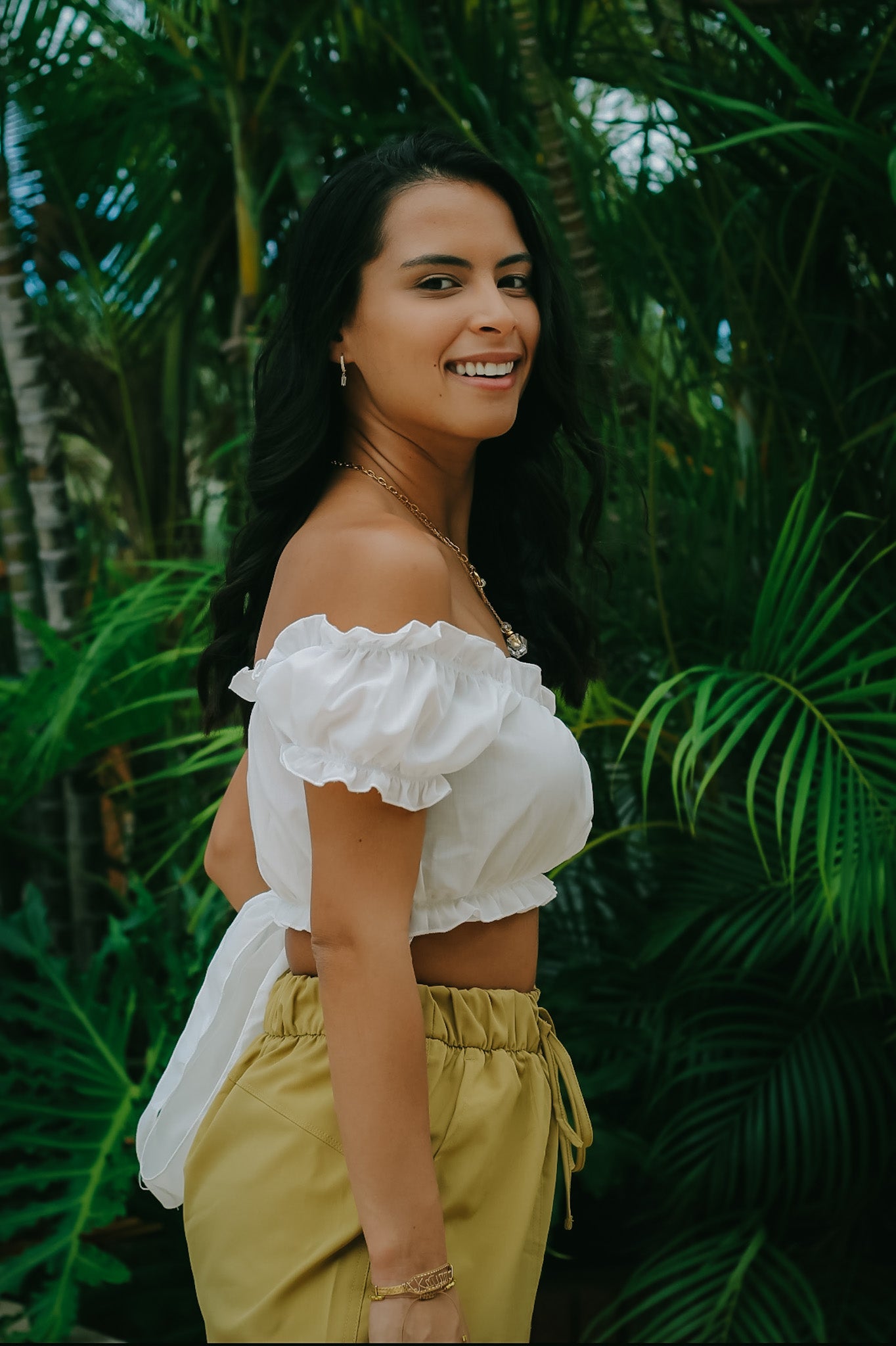 Off White Fringe Crop
