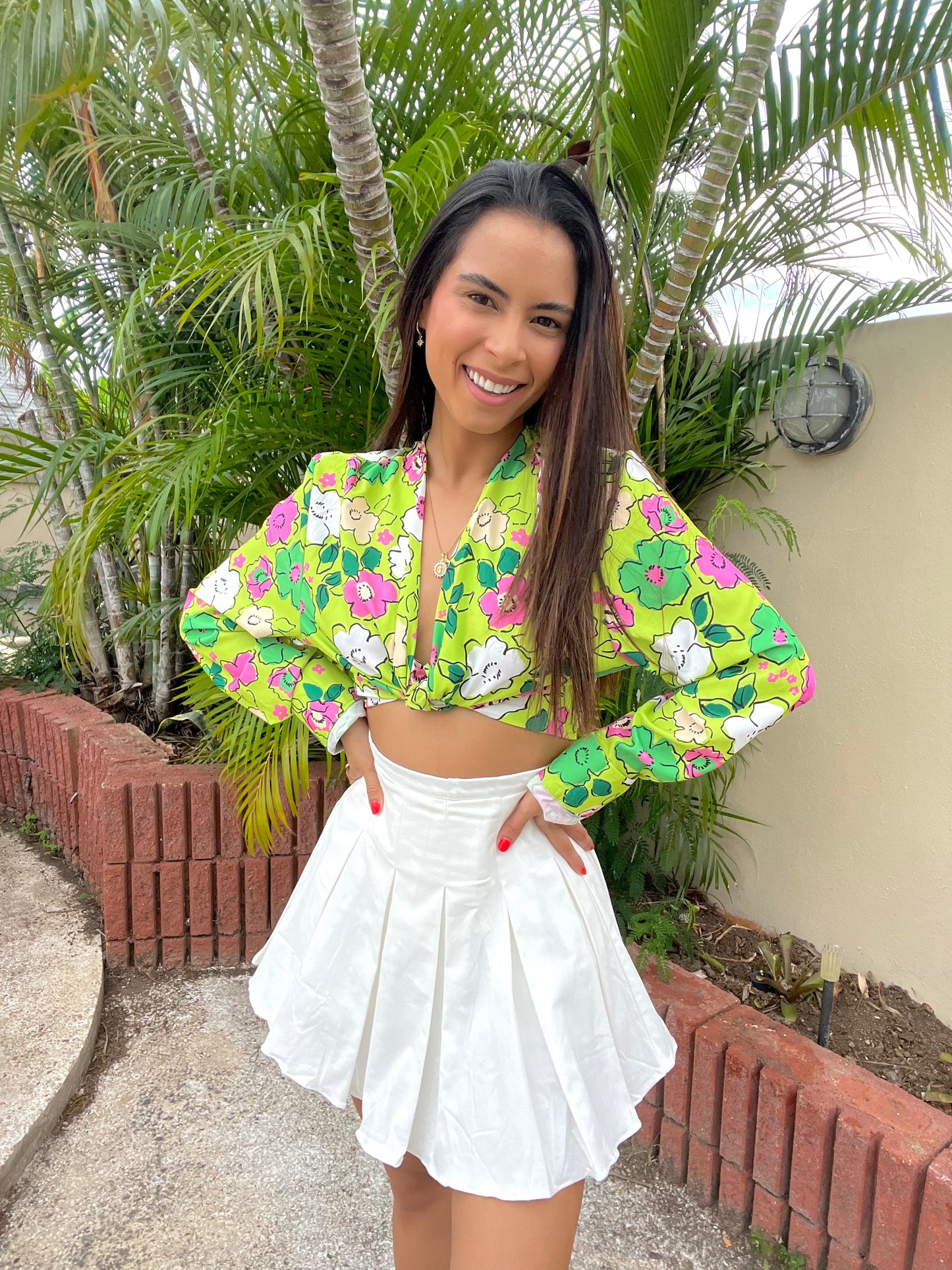 WHITE PLEATED TENNIS SKORT