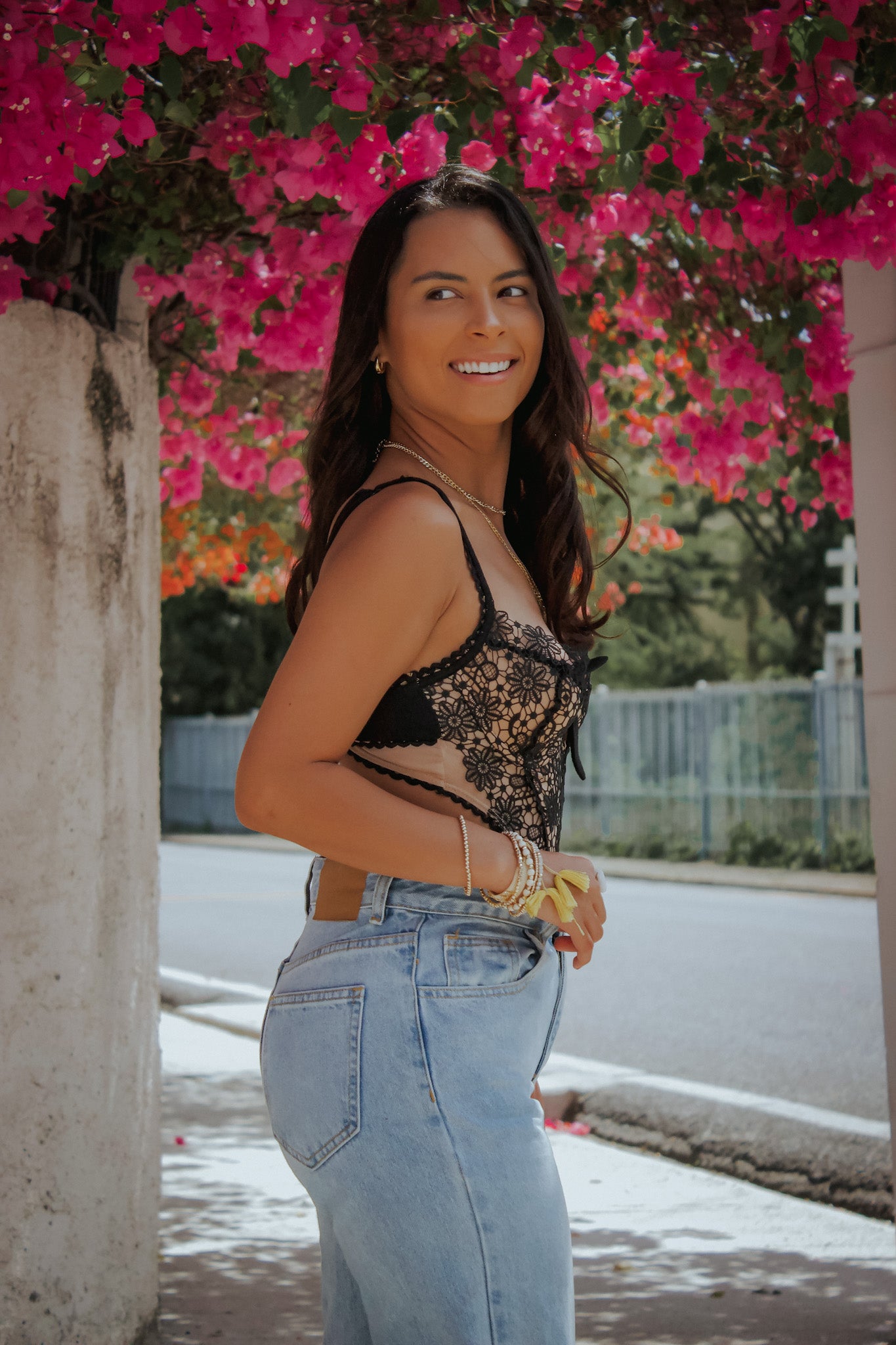 MESH FLORAL BODYSUIT