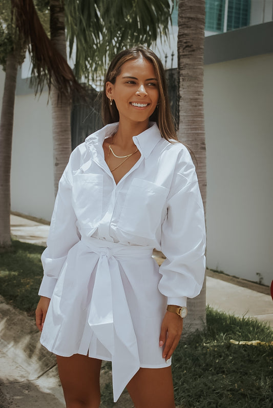 BUTTON DOWN SHIRT DRESS