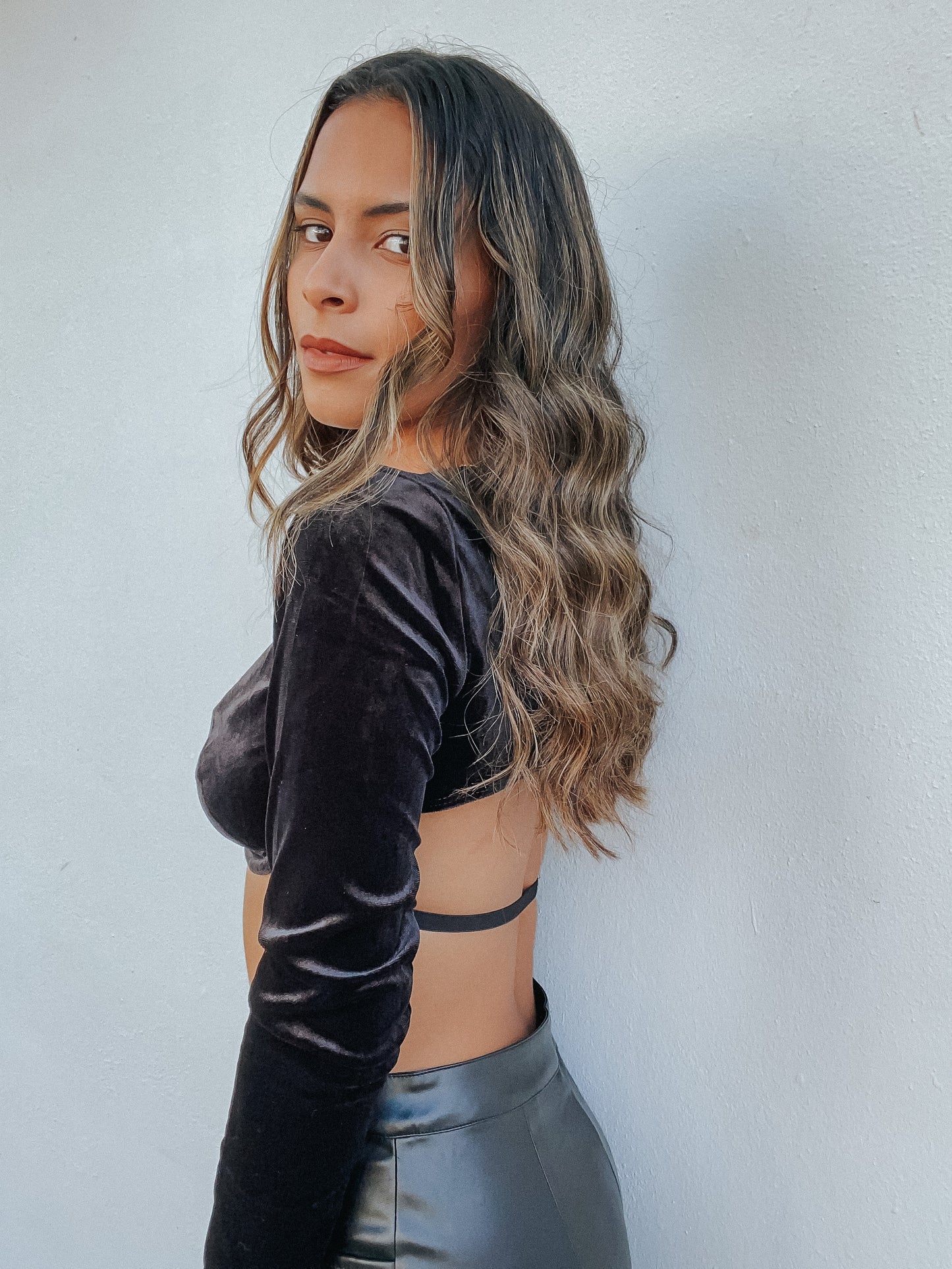 VELVET BUSTIER TOP