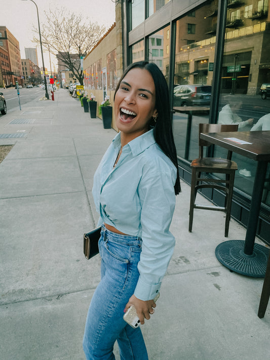 Collared Cropped Blouse