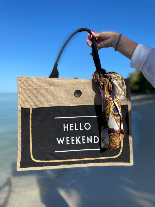 Hello Weekend Beach Tote