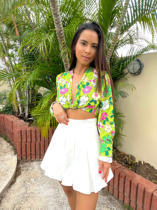 WHITE PLEATED TENNIS SKORT